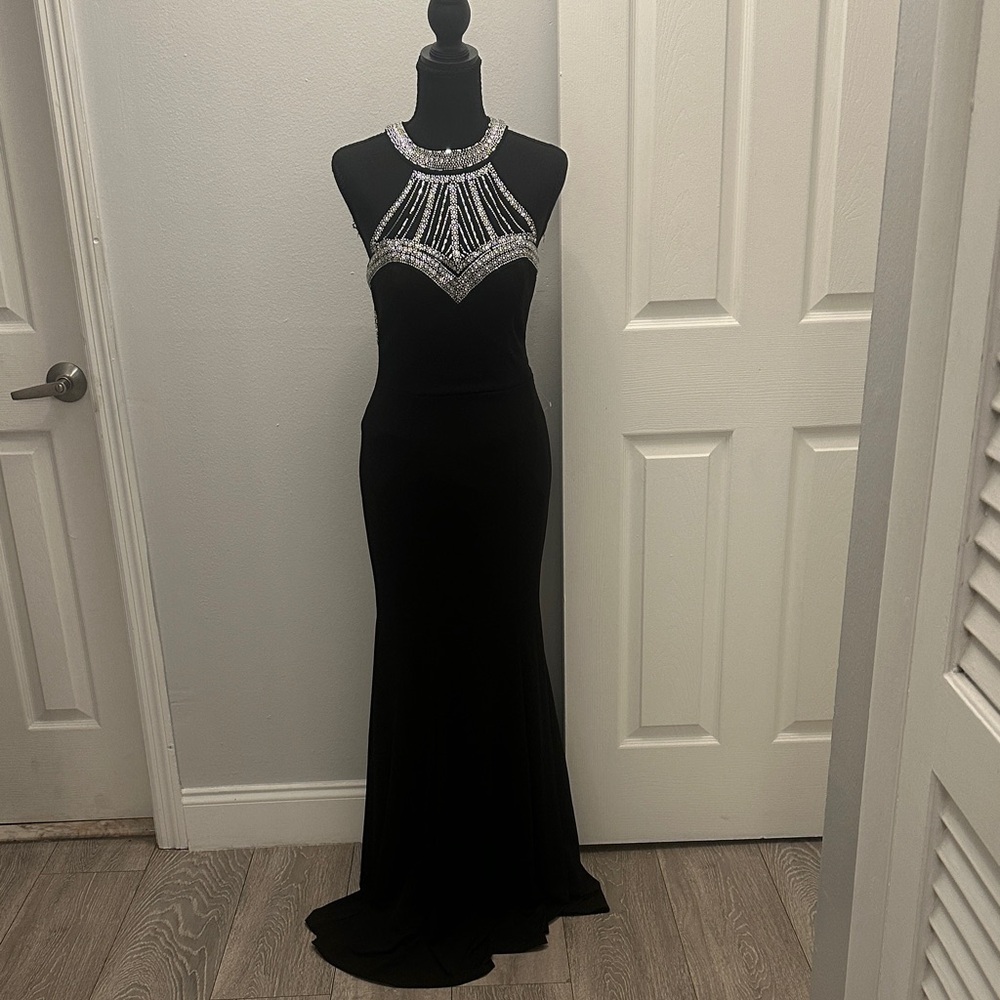 Sophisticated Black and Silver Prom Dress